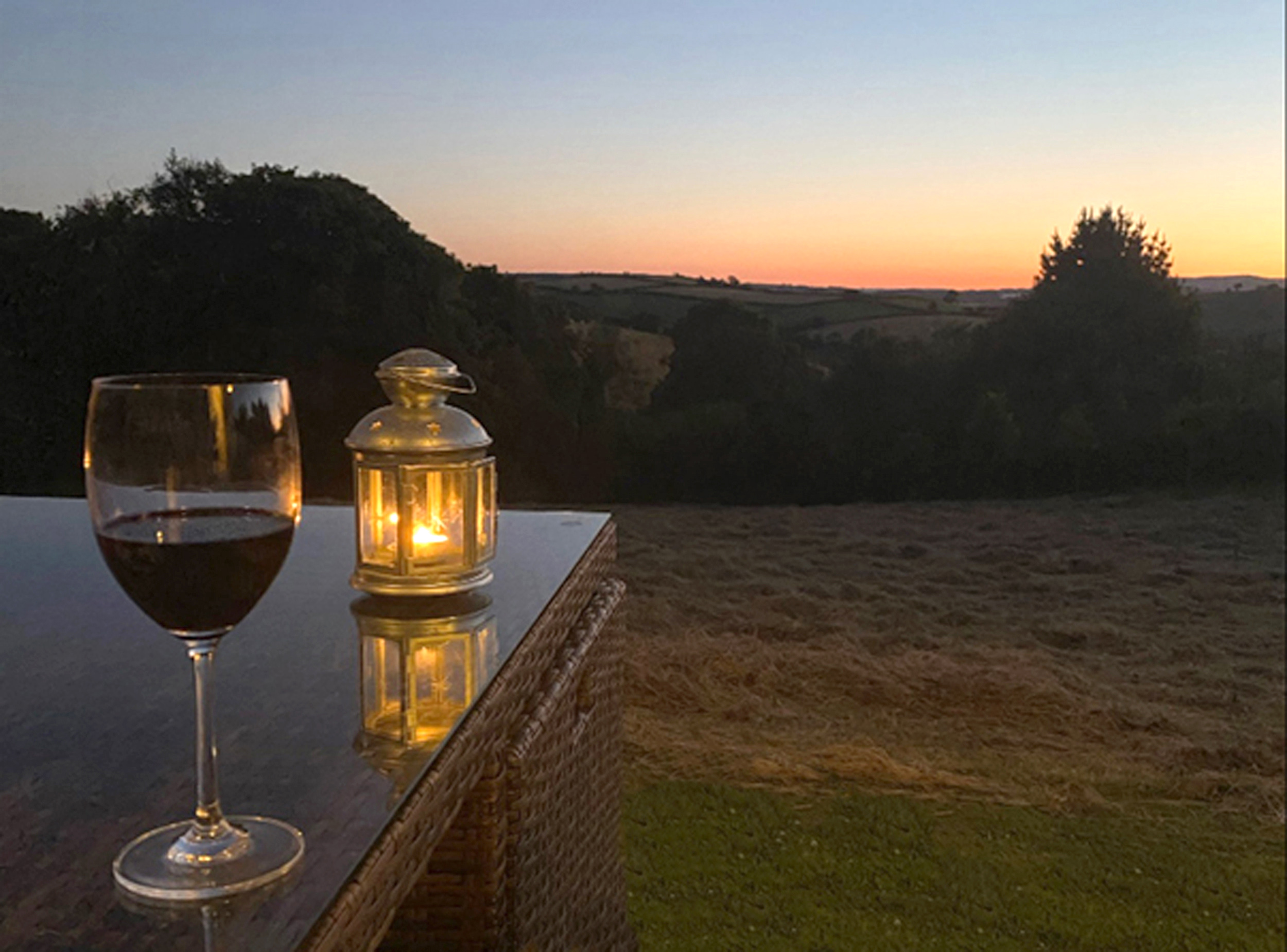 A Glass of Wine at Sundown
